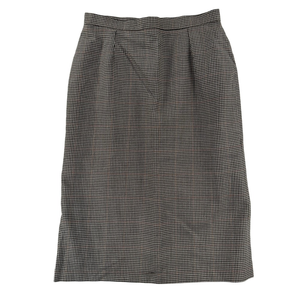 Orvis Skirt Womens 14 Brown Check Wool‎ Tweed Pencil Midi Lined England